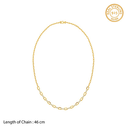 Golden Paperclip Link Chain Necklace