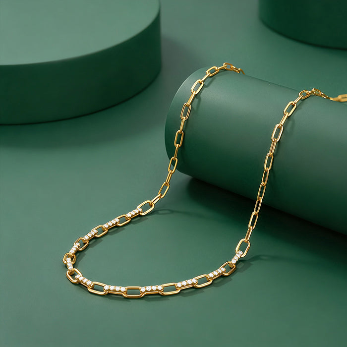 Golden Paperclip Link Chain Necklace