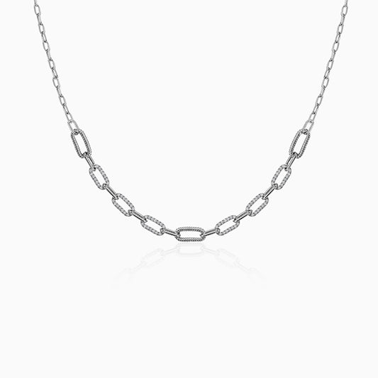 Kriti Sanon Silver Textured Paperclip Necklace