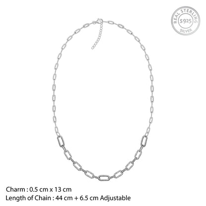 Kriti Sanon Silver Textured Paperclip Necklace