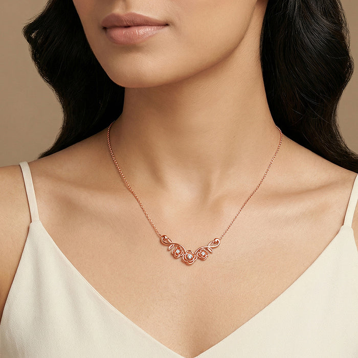 Rose Gold Artsy Floral Necklace
