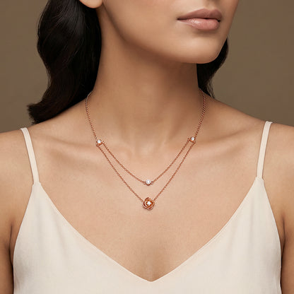 Rose Gold Blossom Layered Necklace