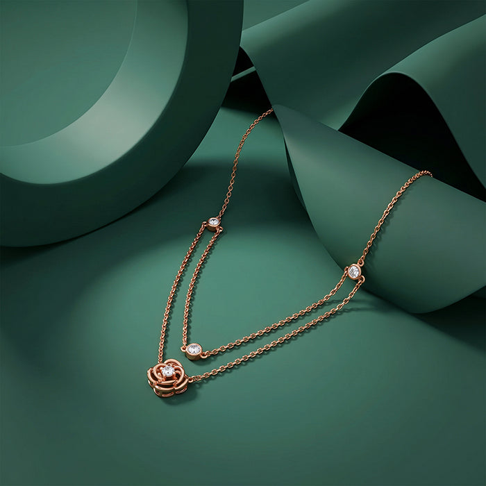 Rose Gold Blossom Layered Necklace