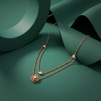 Rose Gold Blossom Layered Necklace