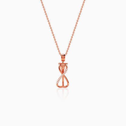 Rose Gold Zirconia Infinity Pendant With Link Chain