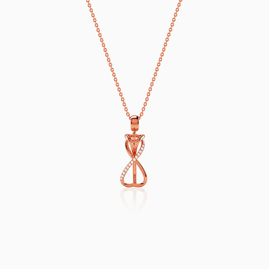 Rose Gold Zirconia Infinity Pendant With Link Chain