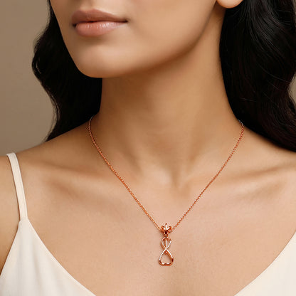 Rose Gold Zirconia Infinity Pendant With Link Chain