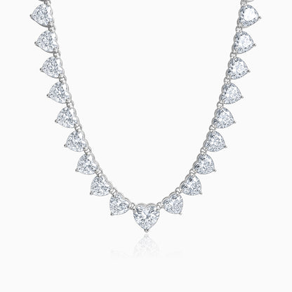 Silver Heart Tennis Necklace