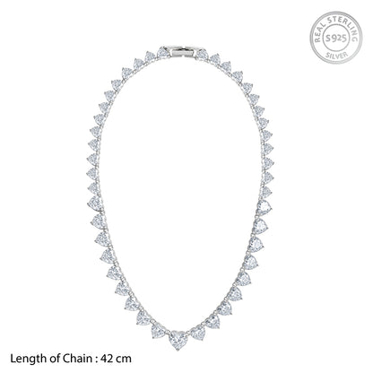 Silver Heart Tennis Necklace