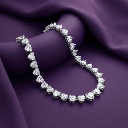 Silver Heart Tennis Necklace
