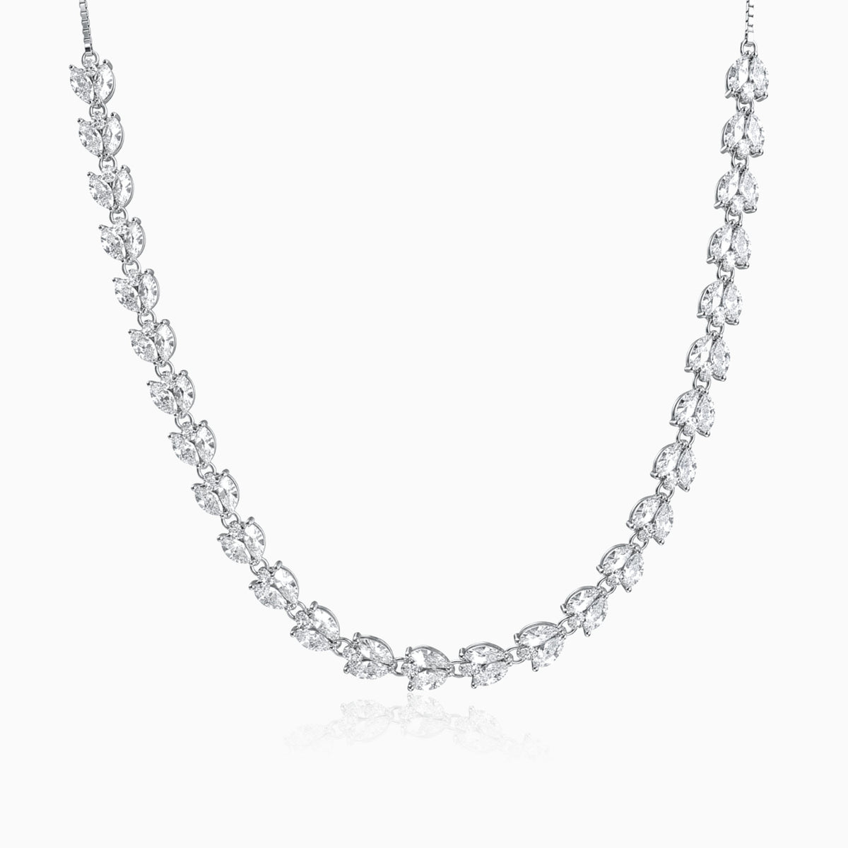Silver Leaf Glow Choker Necklace