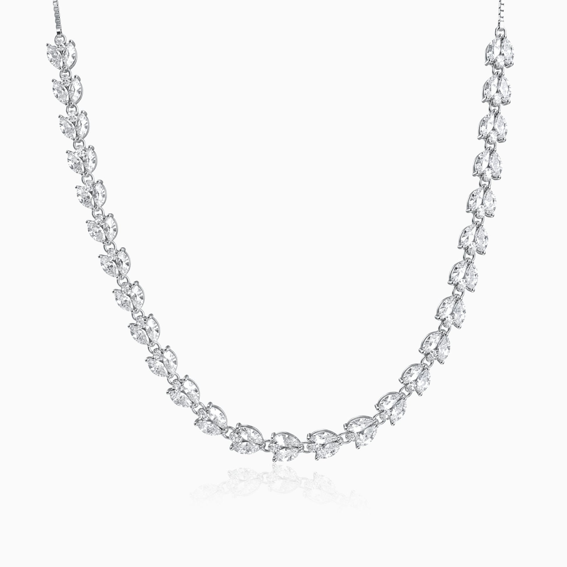 Silver Leaf Glow Choker Necklace