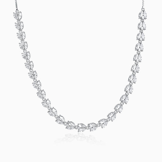 Silver Leaf Glow Choker Necklace