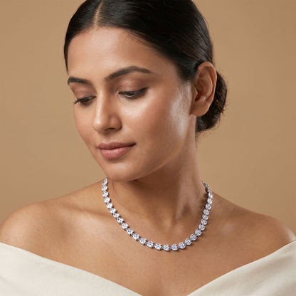 Silver Leaf Glow Choker Necklace