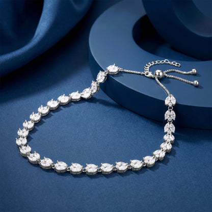 Silver Leaf Glow Choker Necklace