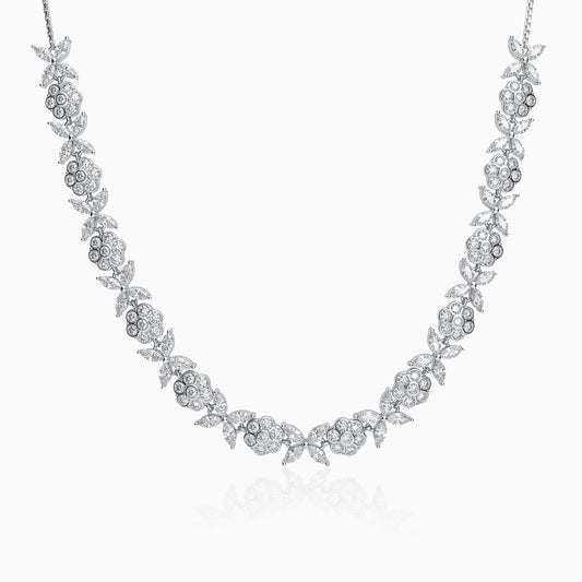 Silver Floral Shine Choker Necklace
