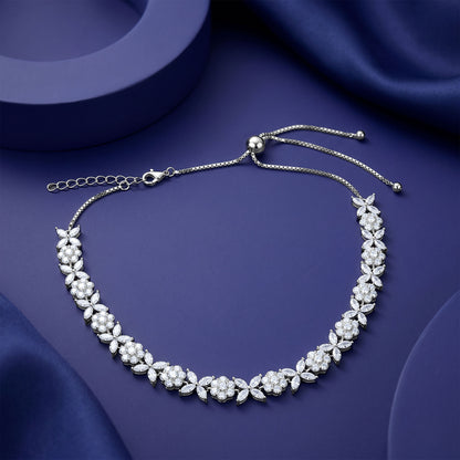 Silver Floral Shine Choker Necklace