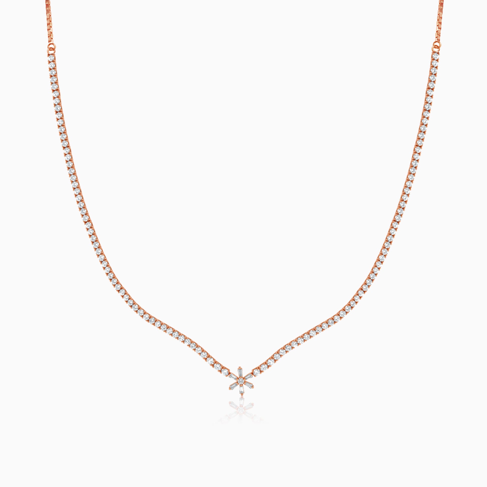 Rose Gold Starry Choker Tennis Necklace