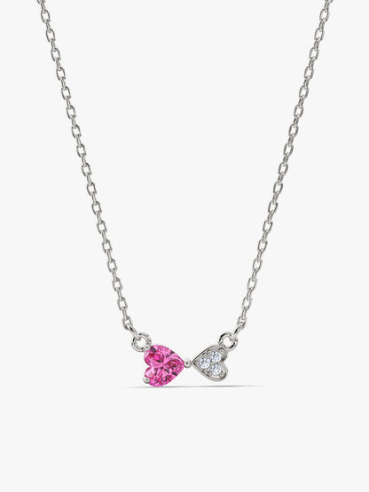 Silver Pink Glow Hearts Necklace