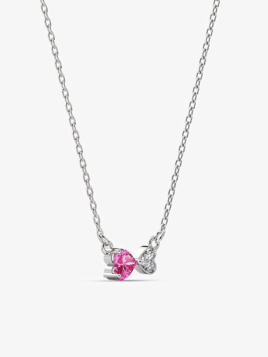 Silver Pink Glow Hearts Necklace