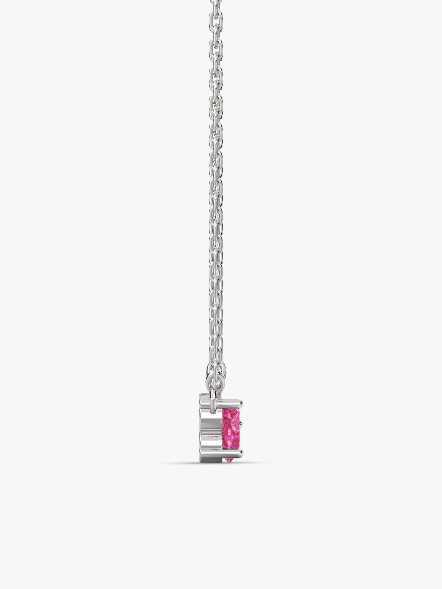 Silver Pink Glow Hearts Necklace