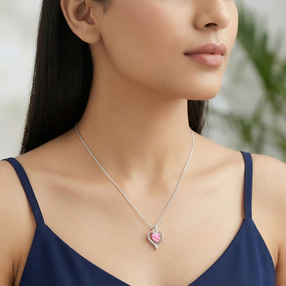 Silver Blush Embrace Pendant With Link Chain