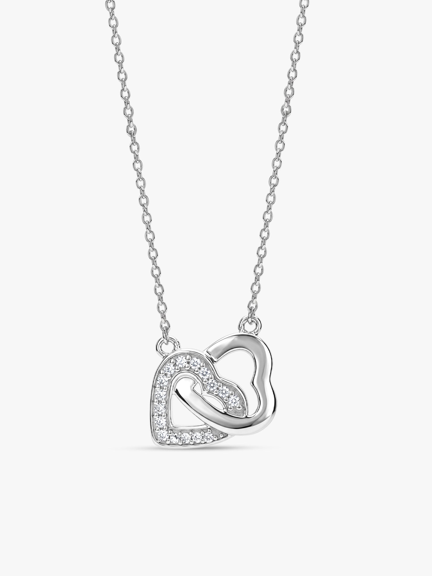 Silver Duo Heart Love Necklace