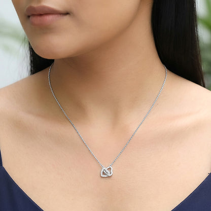 Silver Duo Heart Love Necklace