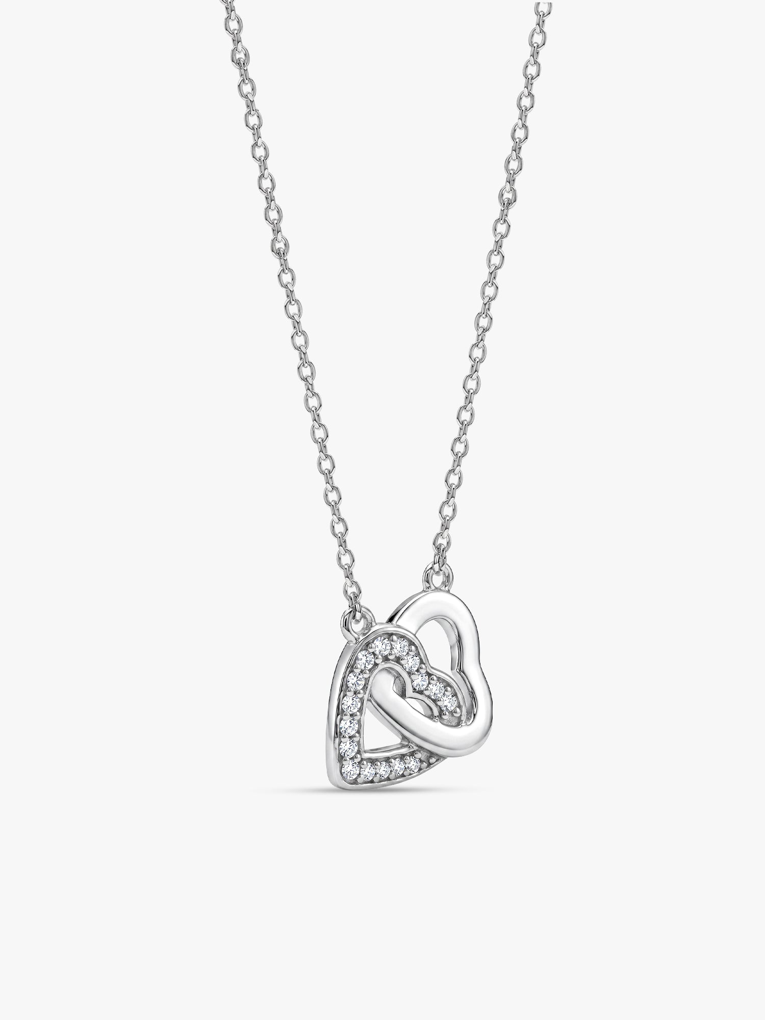 Silver Duo Heart Love Necklace