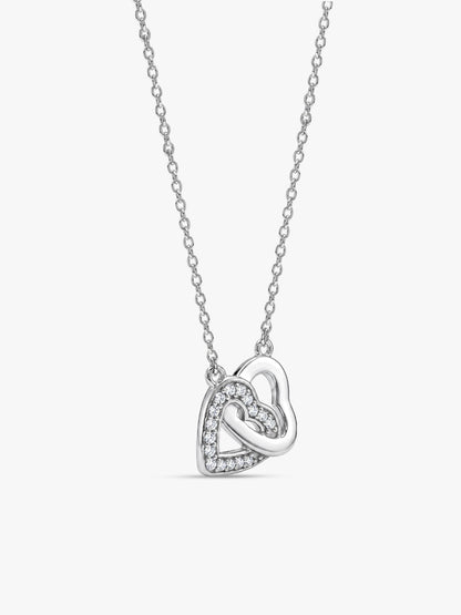 Silver Duo Heart Love Necklace