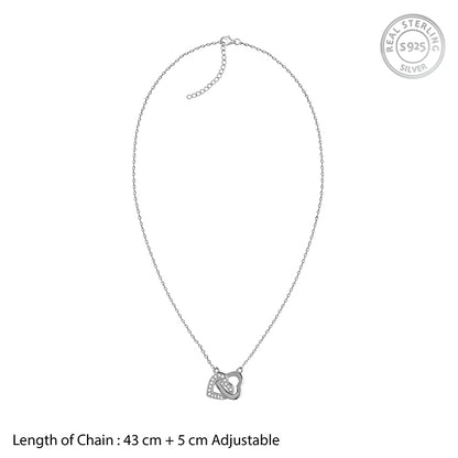 Silver Duo Heart Love Necklace