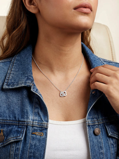 Silver Duo Heart Love Necklace