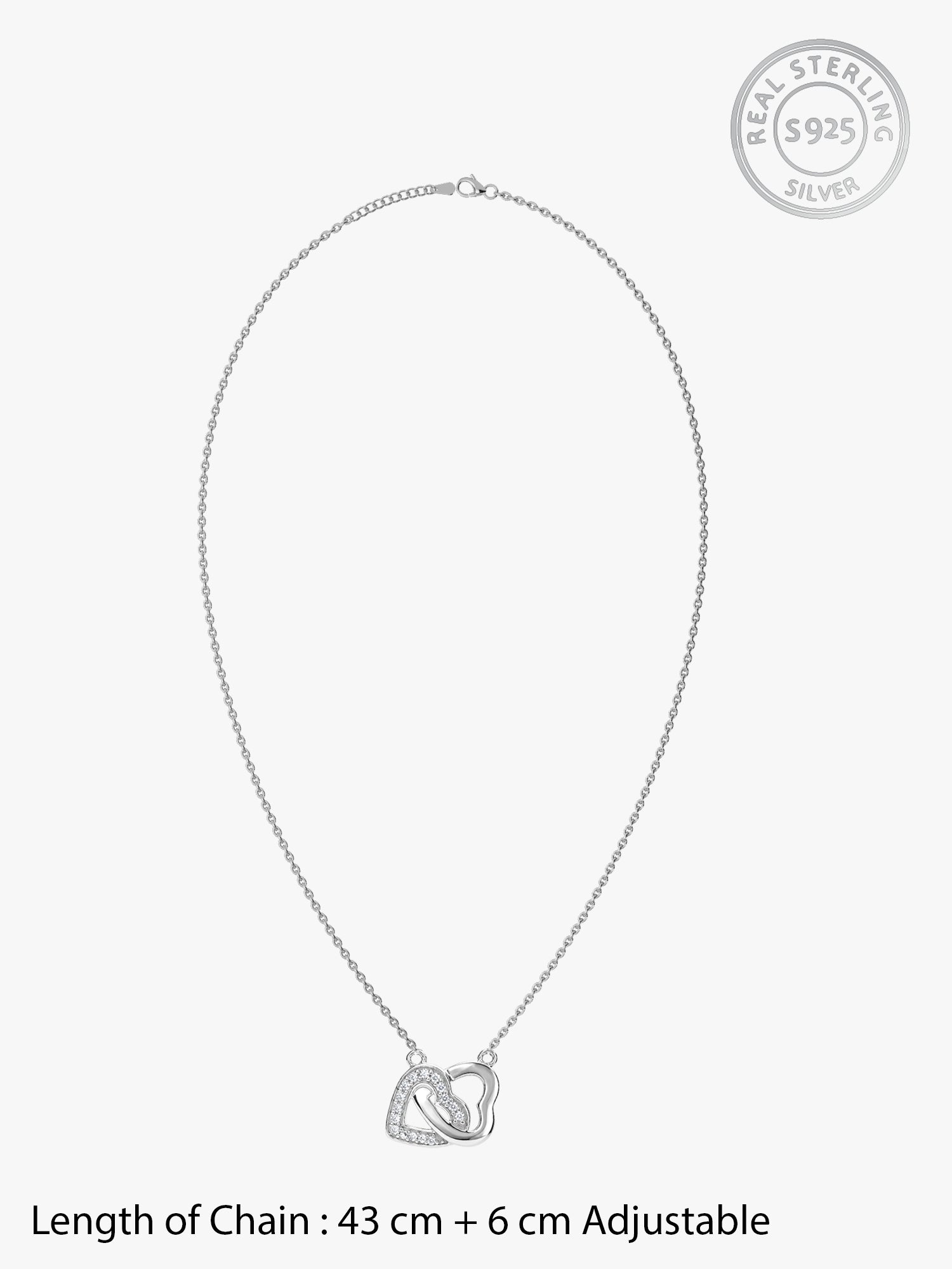 Silver Duo Heart Love Necklace