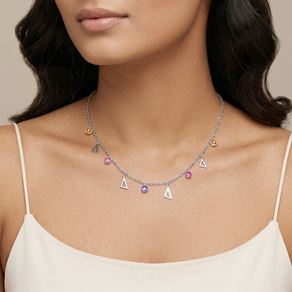 Silver Geometric Charm Choker Necklace