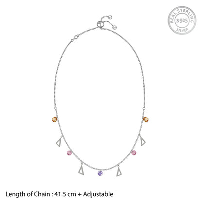Silver Geometric Charm Choker Necklace