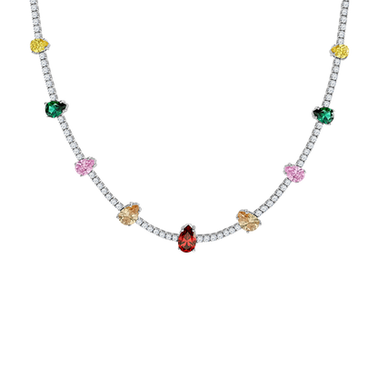 Silver Rainbow Pear-Cut Choker Necklace