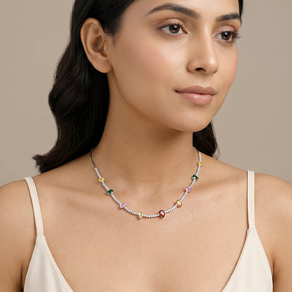 Silver Rainbow Pear-Cut Choker Necklace