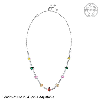 Silver Rainbow Pear-Cut Choker Necklace