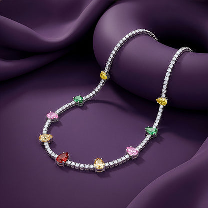 Silver Rainbow Pear-Cut Choker Necklace