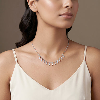 Silver Vira Glass Stone Choker Necklace