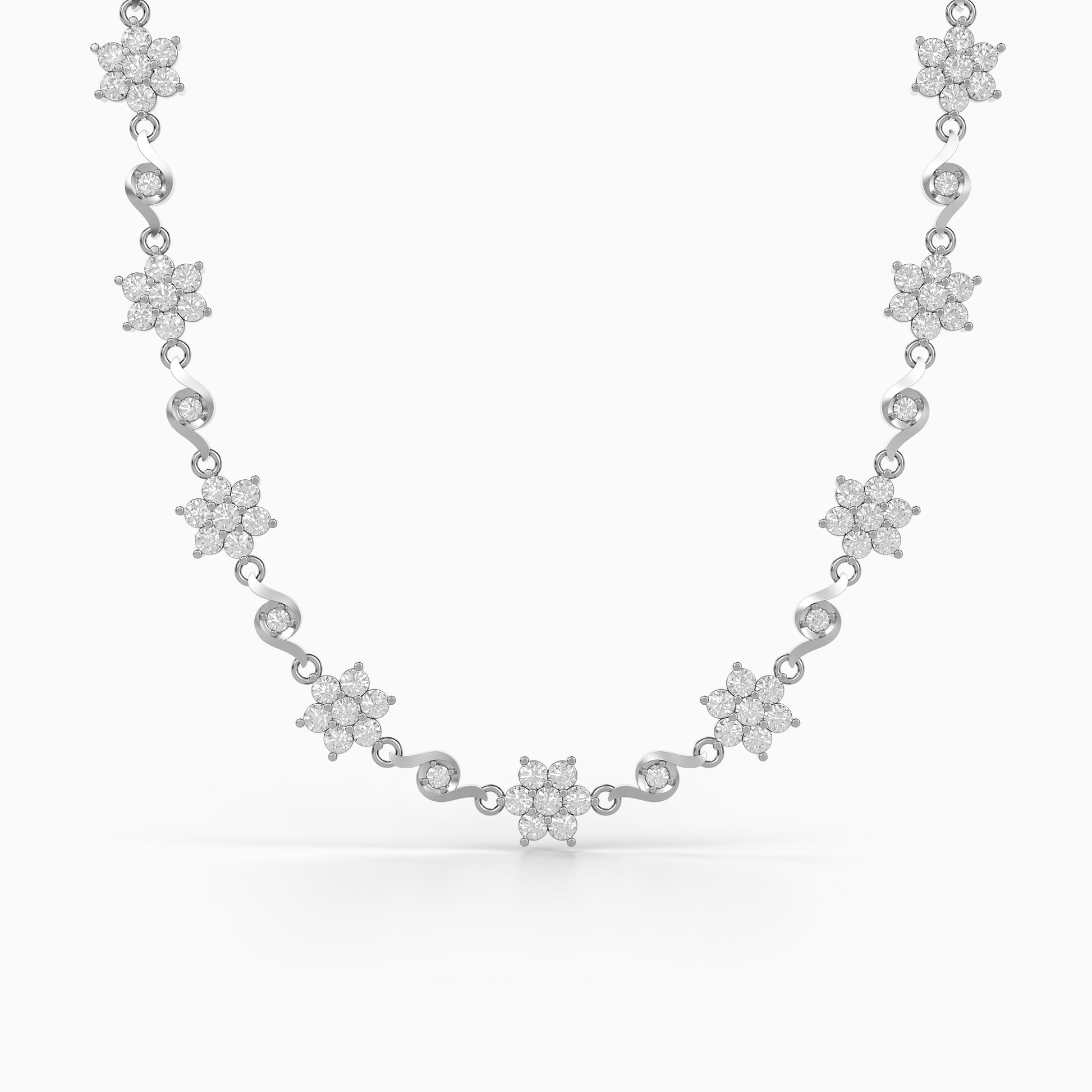 Silver Beauty of Floral Choker