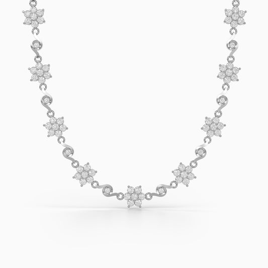 Silver Beauty of Floral Choker Necklace