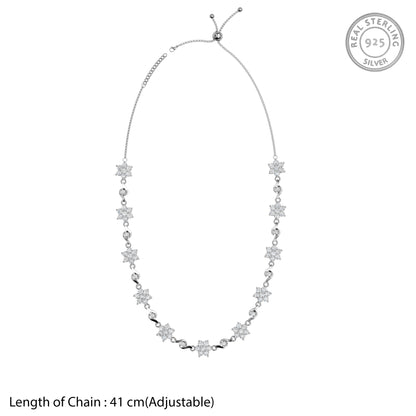 Silver Beauty of Floral Choker Necklace