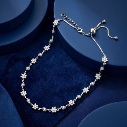 Silver Beauty of Floral Choker Necklace
