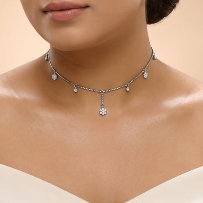 Silver Light Charm Choker Necklace
