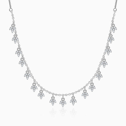 Silver Leaf Fringe Choker Necklace
