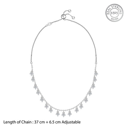 Silver Leaf Fringe Choker Necklace