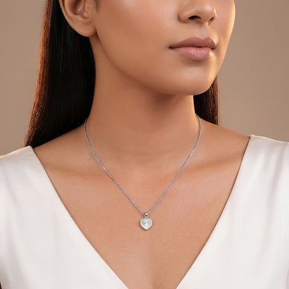 Silver Heart Ray Pendant With Link Chain
