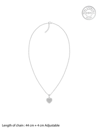 Silver Heart Ray Pendant With Link Chain