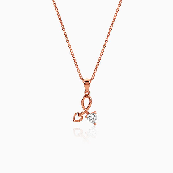 Rose Gold Twin Hearts Pendant With Link Chain